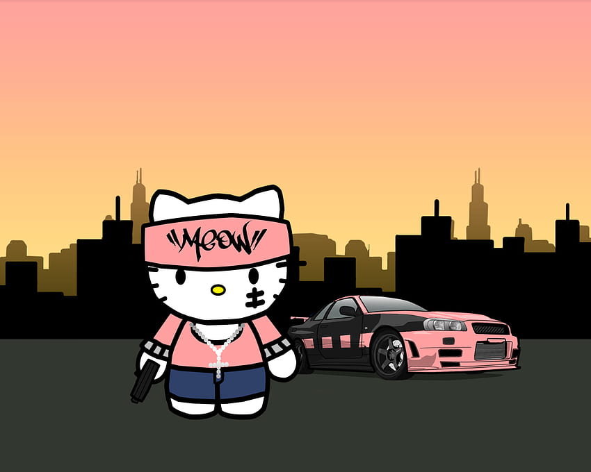 Hello Kitty Gangster, Kucing Gangster Wallpaper HD