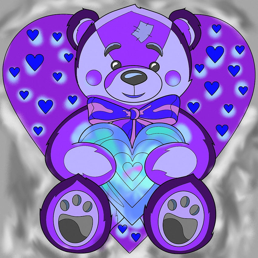 Snuggle Bear, purple, luv HD phone wallpaper