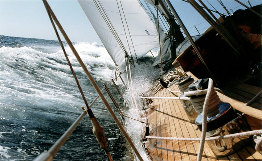 Rough Seas, sailing, rough ocean, sailboat, ocean waves HD wallpaper