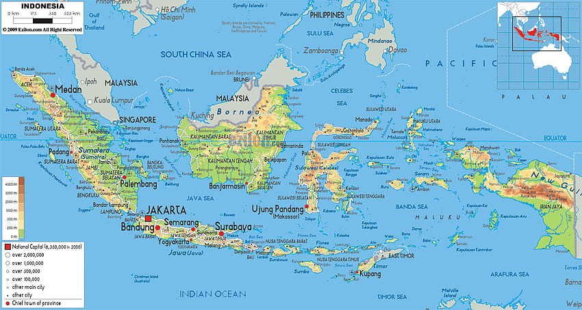 Indonesien ist der größte Archipel der Welt mit einer gesamten Indonesien-Karte HD-Hintergrundbild
