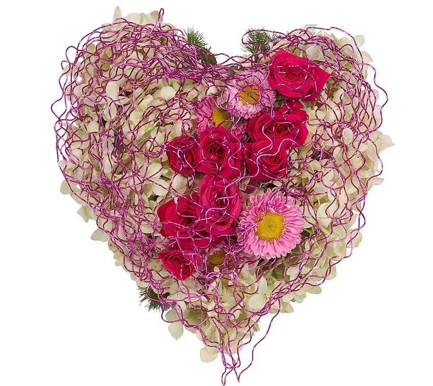 Hati yang penuh kasih, hati, cinta, bunga Wallpaper HD