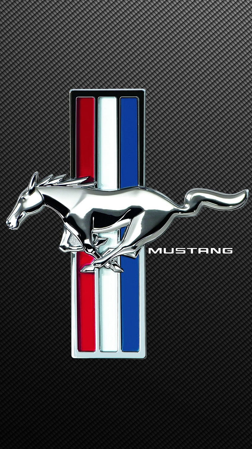Logotipo de Ford Mustang, teléfono con logotipo de Mustang fondo de pantalla del teléfono