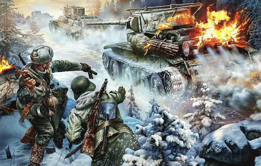 Wojna zimowa II wojna światowa, II wojna światowa Art Tapeta HD