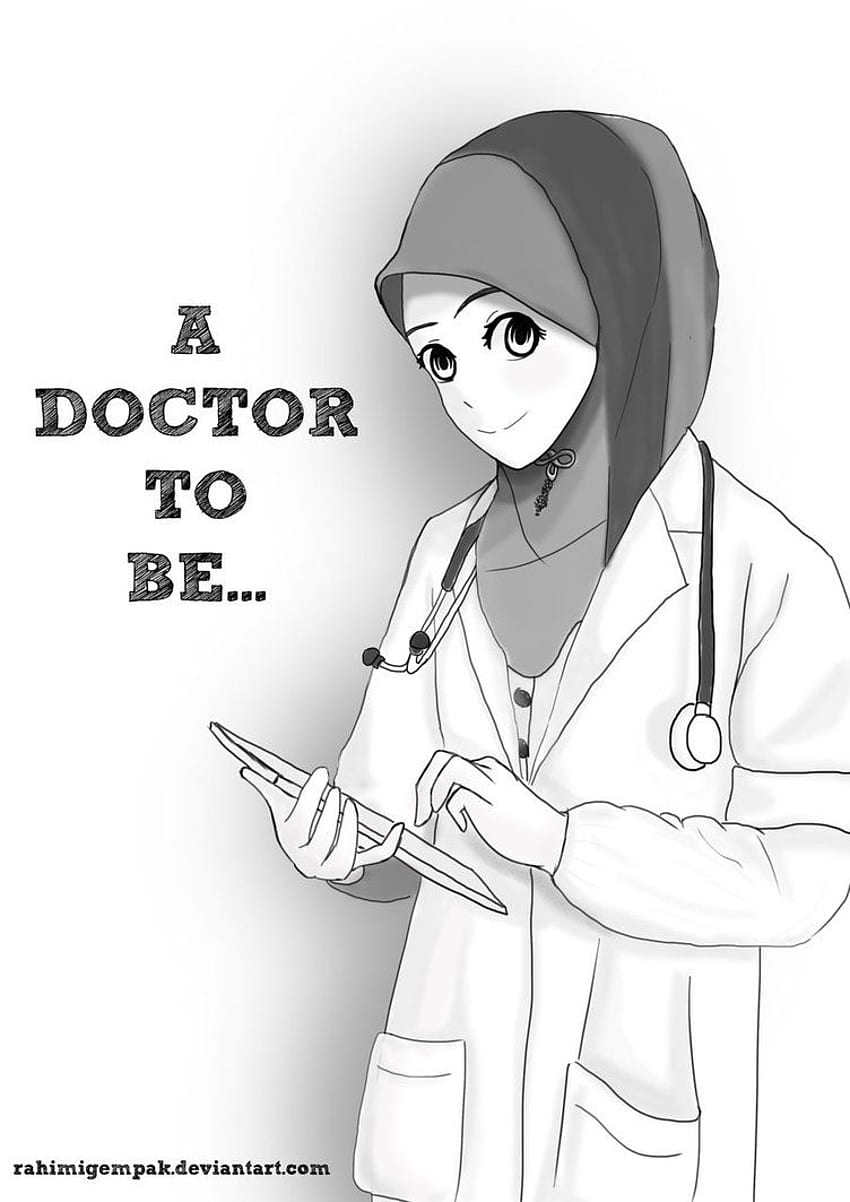 hand drawing cartoon female doctor. cute icon sticker 16589220 PNG