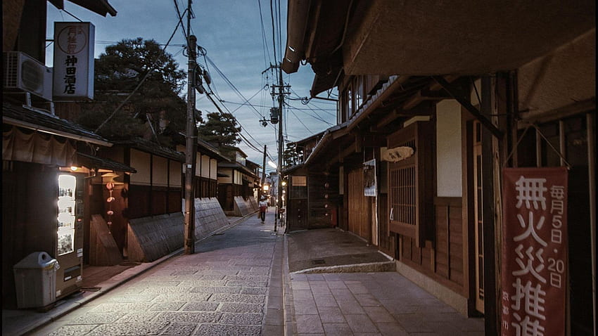 Inne: Uliczka Japońskie miasto Zmierzch Japonia Pejzaże miejskie Domy Azja, japońska droga Tapeta HD