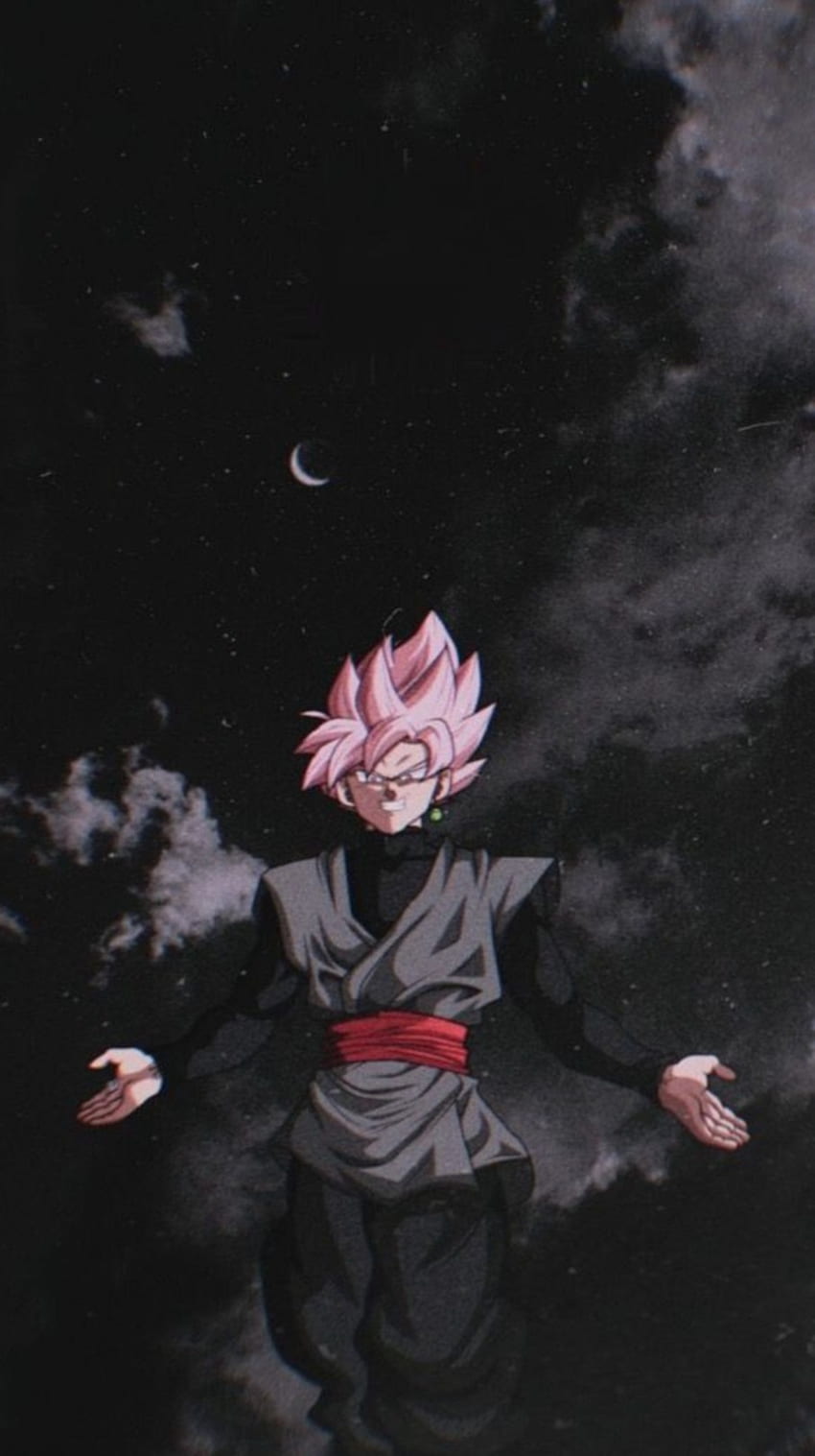 Goku negro, cielo, arte, luna, dibujos animados. fondo de pantalla del teléfono