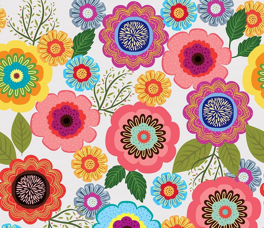 Texture, blue, pink, flower, yellow, green, paper, pattern HD wallpaper