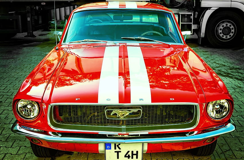 Ford Mustang, Car, Red, Mustang, Oldtimer, Ford HD тапет
