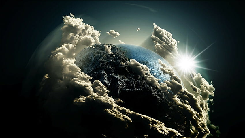 Planet from space, fantasy, clouds HD wallpaper