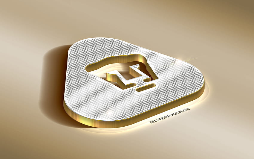 Pumas UNAM, Club Universidad Nacional, club de football mexicain, logo argent doré, Mexico, Mexique, Liga MX, emblème doré 3D, art 3D créatif, football avec résolution. Haute qualité Fond d'écran HD