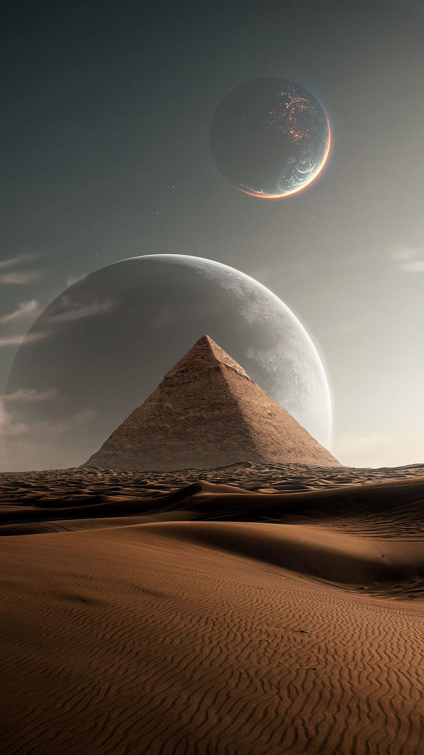Египет, фентъзи, пирамида, пустиня, фараон HD тапет за телефон
