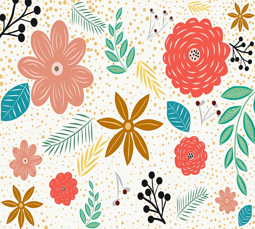 Diseño floral, colorido, flores, hojas, abstracto. fondo de pantalla