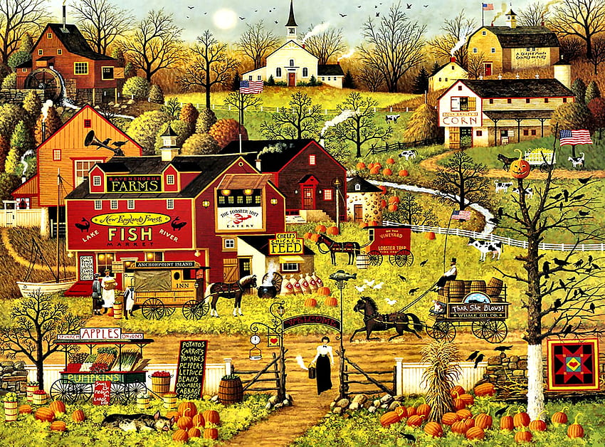 Blackbird's Roost di Mill Creek, arsitektur, seni, lanskap, pertanian, cantik, ilustrasi, karya seni, tanaman, pemandangan, layar lebar, kuda, lukisan, kuda, penanaman Wallpaper HD