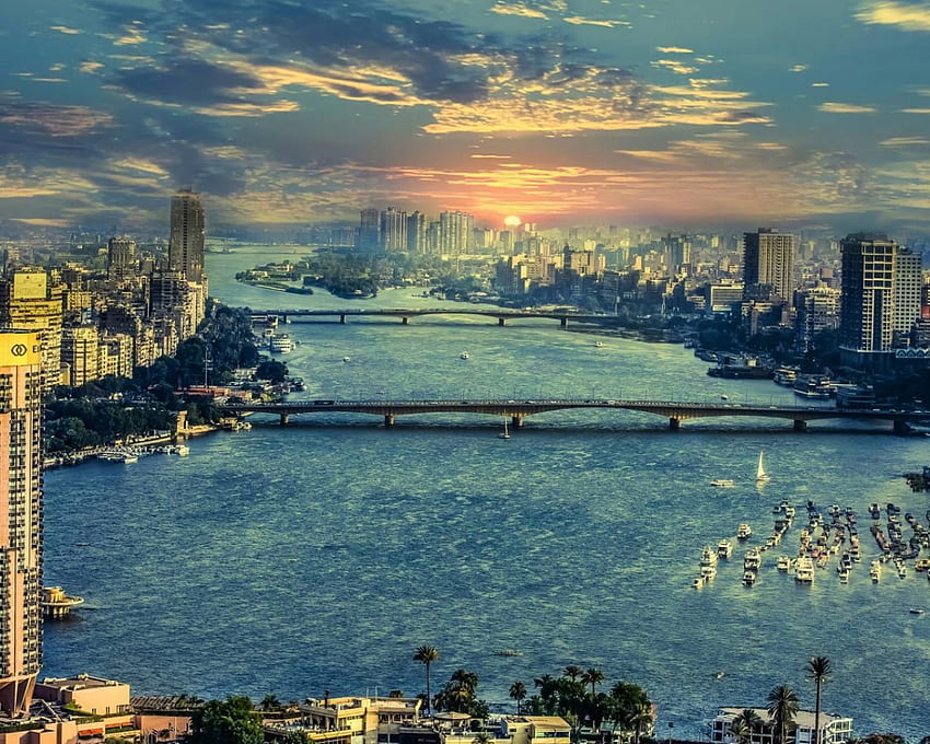 Nil w Kairze PC i Mac Tapeta HD