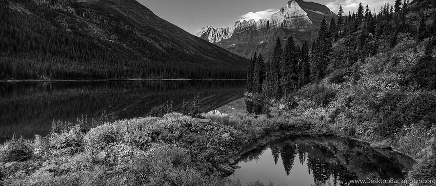 Nature & Landscape Black And White Lake Mountain Scenery . Background, Mountain Black and White HD wallpaper
