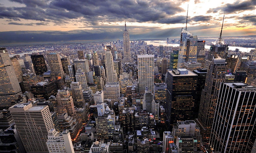 Ню Йорк, Градски пейзаж, Изглед към града, Финансов район, Широк екран, Огромен град, Пътища в Ню Йорк, Изглед към Ню Йорк, Резюме на Ню Йорк HD тапет