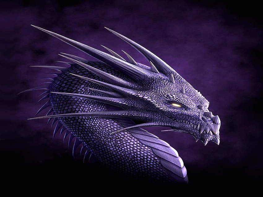 Royal Spike, purple, glowing, fantasy, dragon, horn, spike, cool, dark HD wallpaper