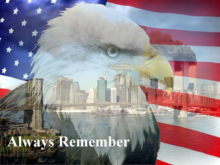 никога не забравяйте, паметен ден, септември, паметник, ню йорк, 9 11, флаг HD тапет