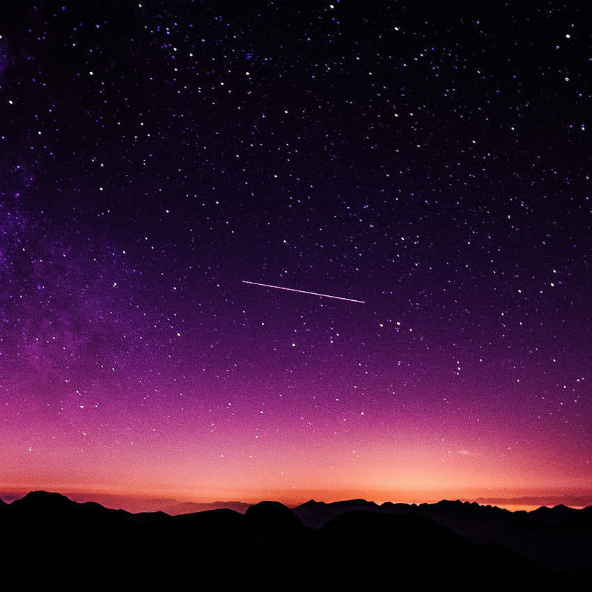Gwiazda Galaktyka Nocne niebo Góry Fioletowy Czerwony Przyroda Przestrzeń iPad Powietrze, przyroda i kosmos Tapeta na telefon HD