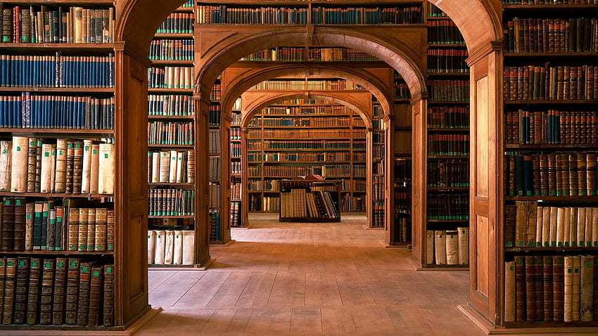 Biblioteka, drewno, cisza, książki Tapeta HD