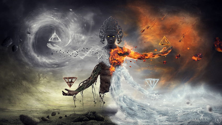 Религия Бог Огън Вятър Вода Мръсотия Духовният елемент Акаша Елементите на Уика - Резолюция: HD тапет