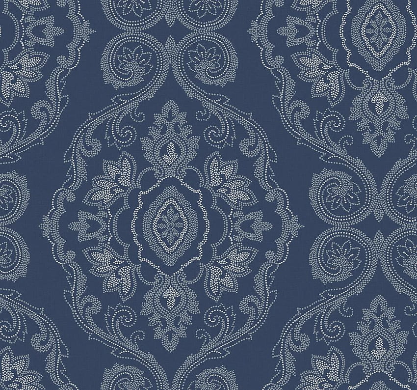 Seabrook Designs Beach House 60.75 Sq Ft Nautical Blue Paper Damask Unpasted In The Department HD wallpaper