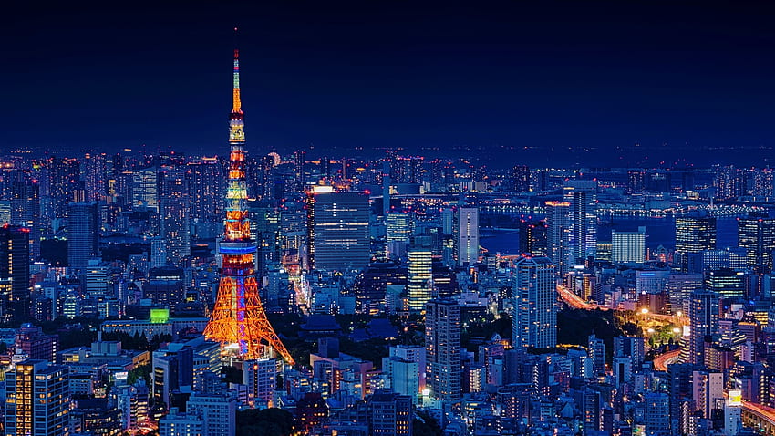 Tokyo Night, กลางคืน, สีน้ำเงิน, ญี่ปุ่น, ทิวทัศน์, ญี่ปุ่น, โตเกียวทาวเวอร์, ทิวทัศน์เมือง, โตเกียว วอลล์เปเปอร์ HD