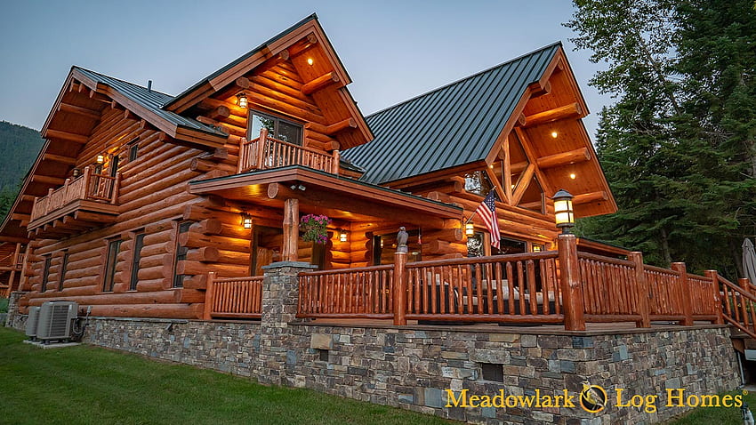 Montana Lodge - Meadowlark Log Homes, Montana Cabin HD wallpaper