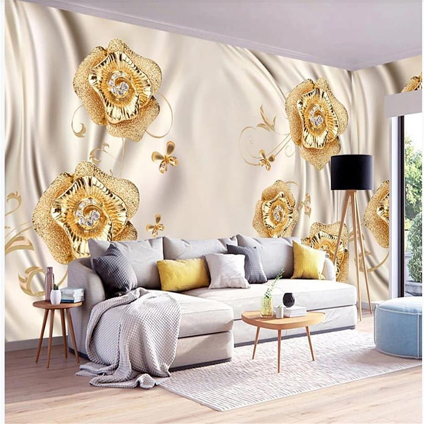 Gold Living Room Wallpaper Designs Ideas For your Home