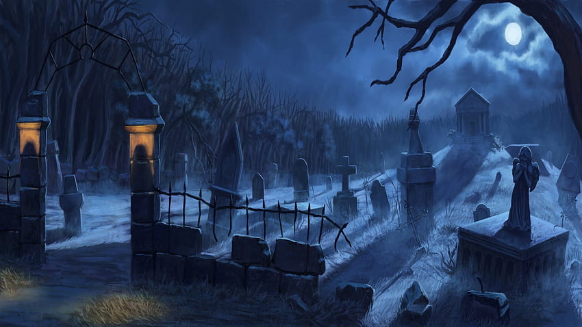 Dark Cemetery, Anime Graveyard HD wallpaper