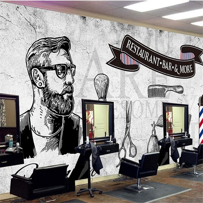 Wuyyii Hair Salon Decoration European And American Industrial Style Cement Wall Salon Barber Shop 3Dmural 450X300CM: : Home & Kitchen HD phone wallpaper
