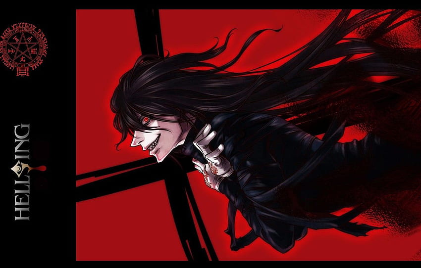 cross, characters, vampire, Hellsing, red eyes, Anime Hell HD wallpaper