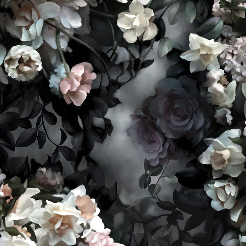 Stilleben mit Schatten. Blumen, blauer Blumenhintergrund, Vintage Blumen, graue Blume HD-Handy-Hintergrundbild