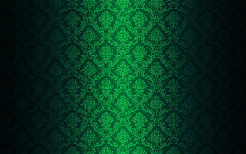 green, patterns, , damask HD wallpaper