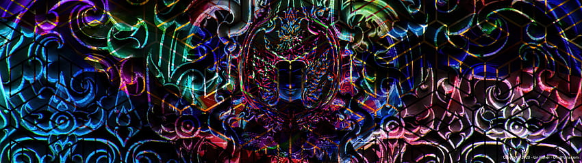 Metafizyczny Duchowy Surrealistyczny Święta Geometria Budda Ai - Rozdzielczość:, 5120x1440 Fioletowy Tapeta HD