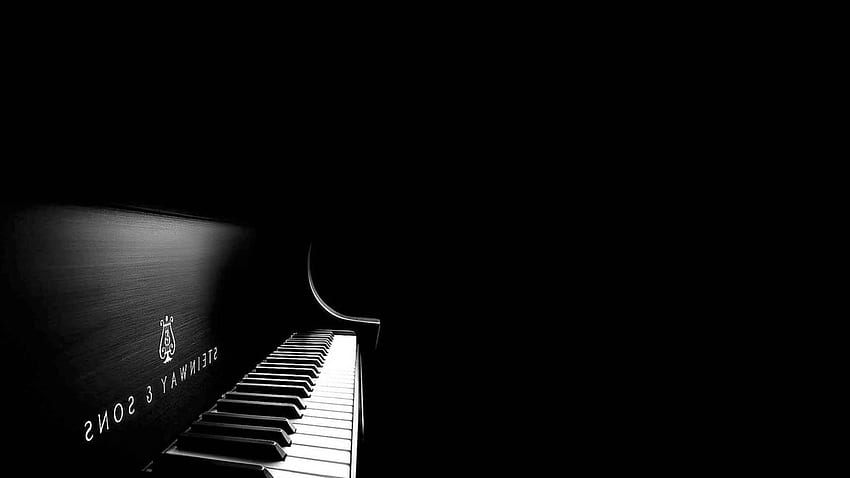 Pianoforte in bianco e nero, pianoforte scuro Sfondo HD