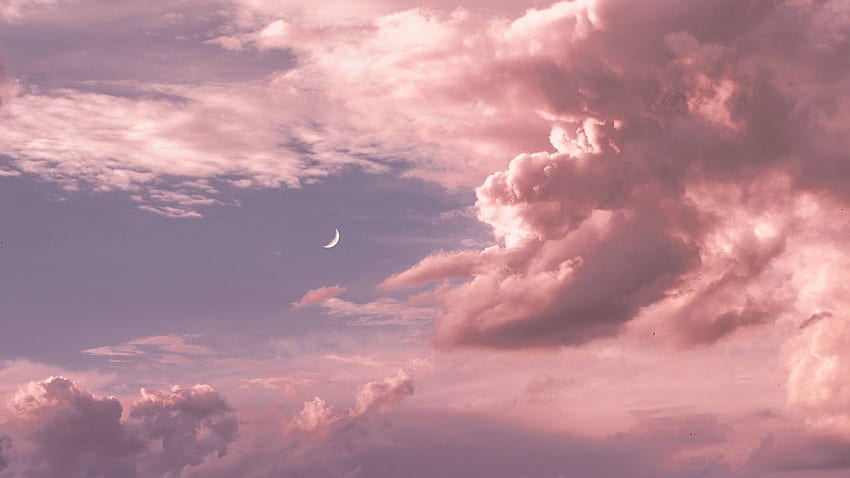 Cielo di luna di nuvole rosa, nuvole rosa Sfondo HD