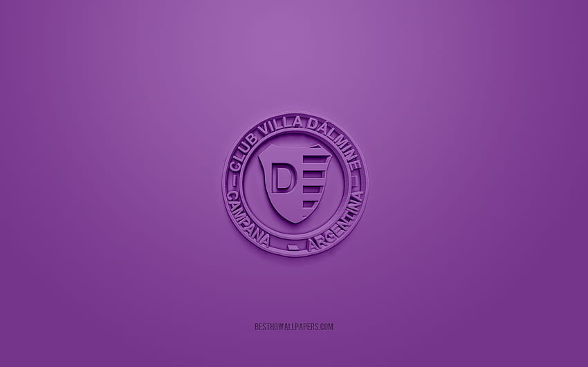 Villa Dalmine, creative 3D logo, purple background, Argentine football team, Primera B Nacional, Buenos Aires, Argentina, 3d art, football, Villa Dalmine 3d logo HD wallpaper