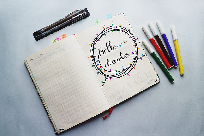 Hello December Handwritten And Assorted Color Marker Pens . Flare HD wallpaper