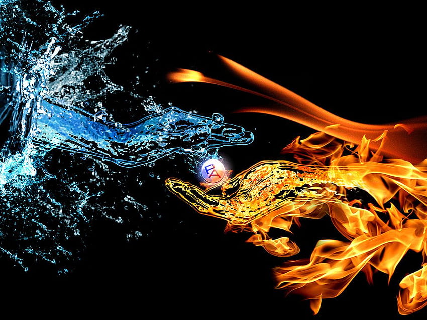 Chłodny ogień i woda, woda kontra ogień Tapeta HD