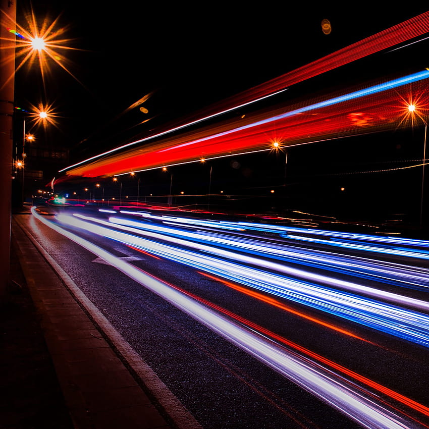 Cities, Shine, Light, Road, Movement, Traffic, Night City, Speed HD phone wallpaper