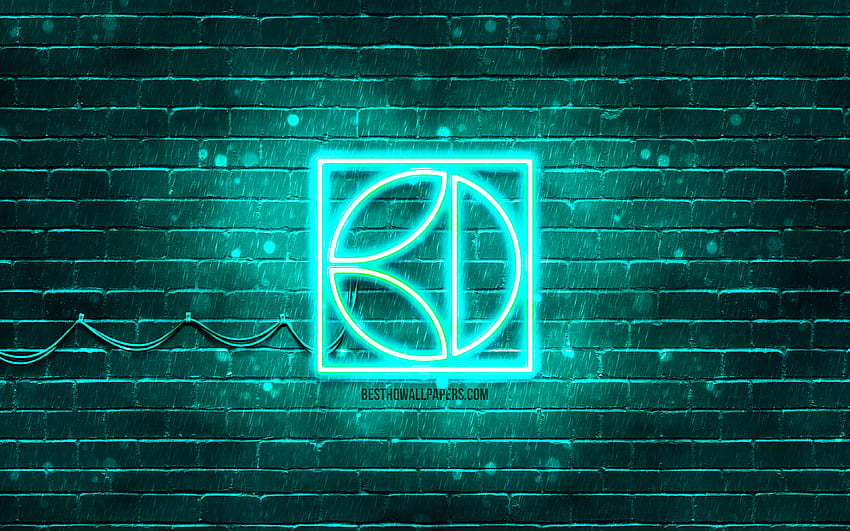 Electrolux turquoise logo, , turquoise brickwall, Electrolux logo, brands, Electrolux neon logo, Electrolux HD wallpaper