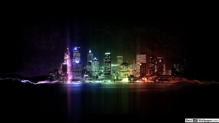 Rainbow city HD wallpaper