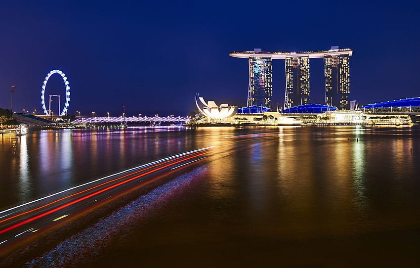 Night, The city, Singapore, Night Landscape HD wallpaper