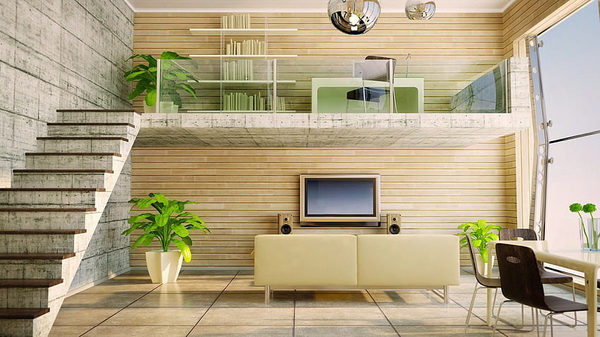 casa moderna, sala de estar, quarto, design de interiores, propriedade, parede, House Interior papel de parede HD