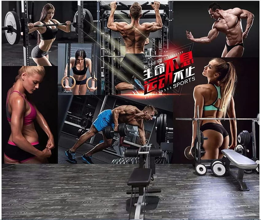 จิตรกรรมฝาผนังที่กำหนดเอง 3D National Fitness Sports Shaped Gym, Fitness Home วอลล์เปเปอร์ HD