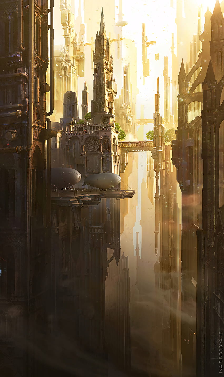 Art, Architecture, City, Building, Fiction, That's Incredible, Airships HD phone wallpaper