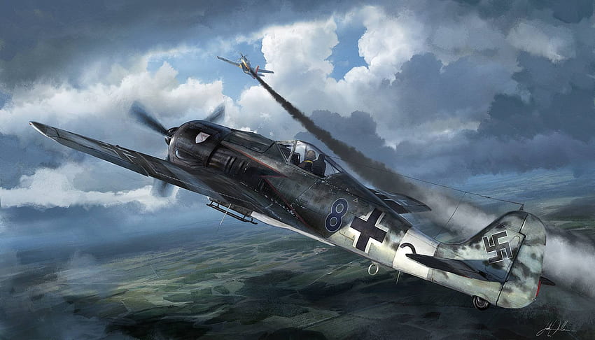 Fand dieses Gemälde von einer Fw 190, die eine P 51 auf R vor einer Weile jagt. Stellte mir vor, R WarThunder würde es zu schätzen wissen. : R Warthunder HD-Hintergrundbild