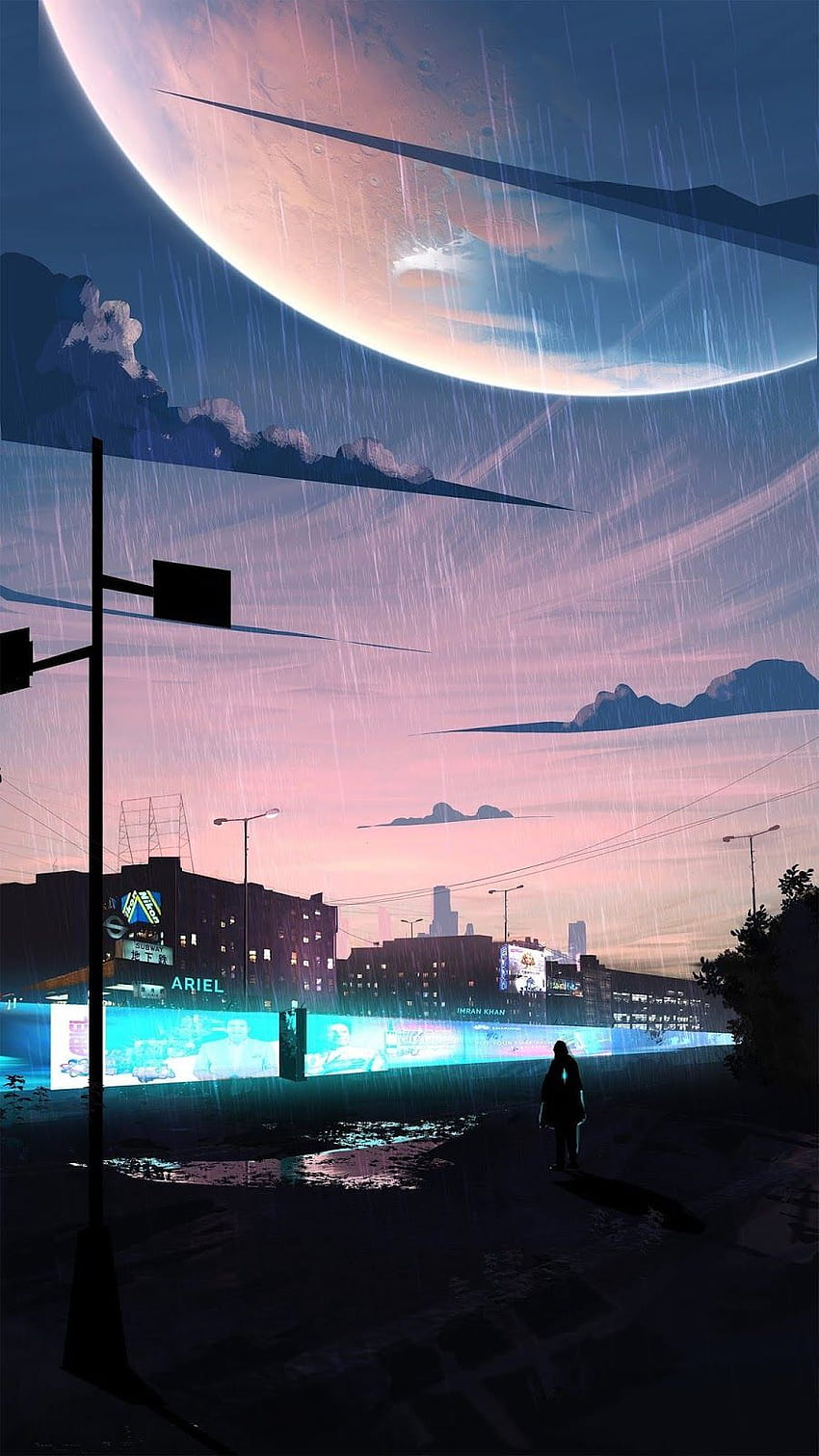 Regenästhetik Anime-Landschaftsmodell, Regenästhetik HD-Handy-Hintergrundbild
