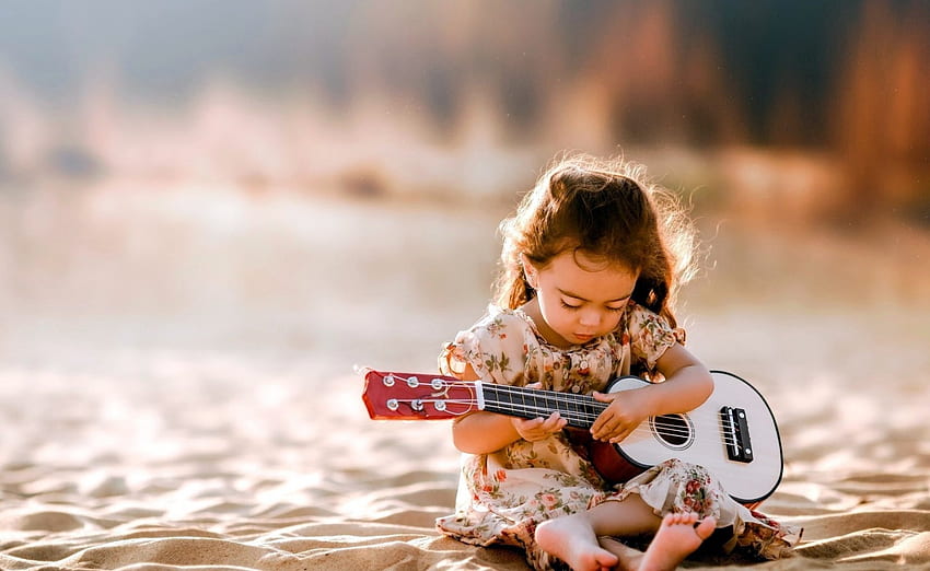 A small girl - music, lover, guitar, A small girl, music, lover HD wallpaper